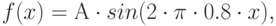 f(x)=А\cdot sin(2\cdot \pi \cdot 0.8 \cdot x),