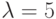 \lambda=5