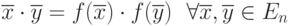 \overline{x}\cdot \overline{y}=f(\overline{x})\cdot f(\overline{y})\ \\forall \overline{x},\overline{y}\in E_{n}