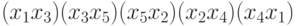 (x_{1}x_{3}) (x_{3}x_{5}) (x_{5}x_{2}) (x_{2}x_{4}) (x_{4}x_{1})