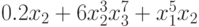 0.2 x_{2}+ 6 x_{2}^{3}x_{3}^{7} + x_{1}^{5}x_{2}