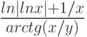 \frac { ln {\lvert ln x \rvert}+ 1/x} {arctg {(x/y)}}