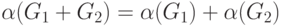 \alpha (G_1  + G_2 ) = \alpha (G_1 ) + \alpha (G_2 )