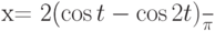 x= \frac {2(\cos t - \cos 2t)}{\pi}