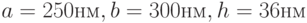 a= 250 нм, b= 300 нм, h=36 нм