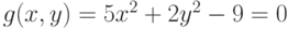 g(x,y)=5x^2+2y^2-9=0