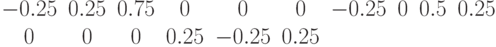 \begin{matrix}-0.25 & 0.25 & 0.75 & 0 & 0 & 0 & -0.25 & 0 & 0.5 & 0.25 & 0 & 0 & 0 & 0.25 & -0.25 & 0.25 & \end{matrix}