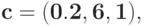 \bf{c = (0.2, 6, 1),}