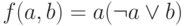 f(a, b) = a & (\neg a \vee b)