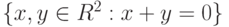 \{x,y\in R^2:x+y=0\}