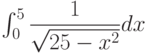 \int_{0}^{5} \dfrac{1}{\sqrt{25-x^2}} dx 