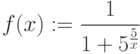 f(x):=\frac{1}{1+5^\frac{5}{x}}