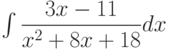 \int \dfrac{3x-11}{x^2+8x+18} dx