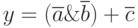 y=(\overline{a}\& \overline{b})+\overline{c}