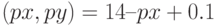 (px, py) = 14 – px + 0.1