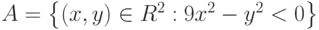 A=\left\{\left(x,y\right)\in R^2:9x^2-y^2<0\right\}