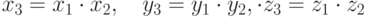 x_3 = x_1\cdot x_2, \quad y_3 = y_1\cdot y_2, \cdot z_3=z_1\cdot z_2