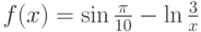 $f(x)=\sin \frac {\pi}{10}-\ln \frac 3x$