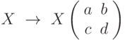 X\ \rightarrow \ X\left( \begin{array}{cc}a & b \\ c & d%\end{array}%\right)