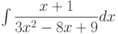 \int \dfrac{x+1}{3x^2-8x+9} dx