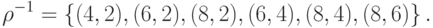  \rho^{-1}  = \left\{ {(4, 2), (6, 2), (8, 2), (6, 4), (8, 4), (8, 6)} \right\}.