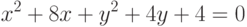 x^2+8x+y^2+4y+4=0