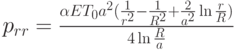 {p_{rr}} = \frac{{\alpha E{T_0}{a^2}(\frac{1}{{{r^2}}} - \frac{1}{{{R^2}}} + \frac{2}{{{a^2}}}\ln \frac{r}{R})}}{{4\ln \frac{R}{a}}}