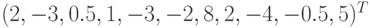 (2, -3, 0.5, 1, -3, -2, 8, 2, -4, -0.5, 5)^T