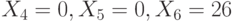 X_4=0, X_5=0, X_6=26