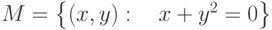 M=\left\{(x,y): \quad x+y^2=0\right\}