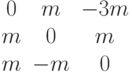 $$begin{matrix}0&m&-3m\m&0&m\m&-m&0end{matrix}$$