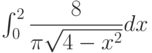 \int_{0}^{2} \dfrac{8}{\pi\sqrt{4-x^2}} dx 