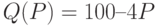 Q (P) = 100 – 4 P