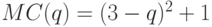 MC(q)=(3-q)^2+1