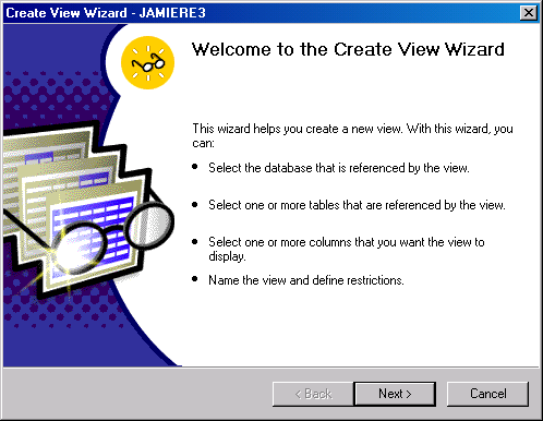 Начальное окно Create View Wizard