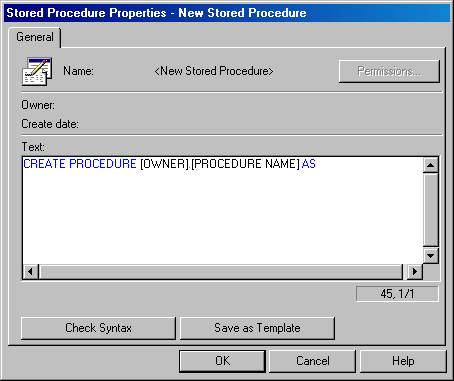  Окно Stored Procedure Properties (Свойства хранимой процедуры)