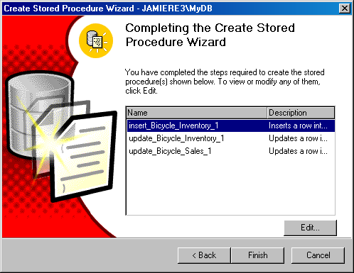  Окно мастера Completing the Create Stored Procedure Wizard