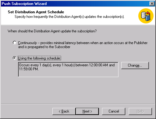  Окно Set Distribution Agent Schedule 