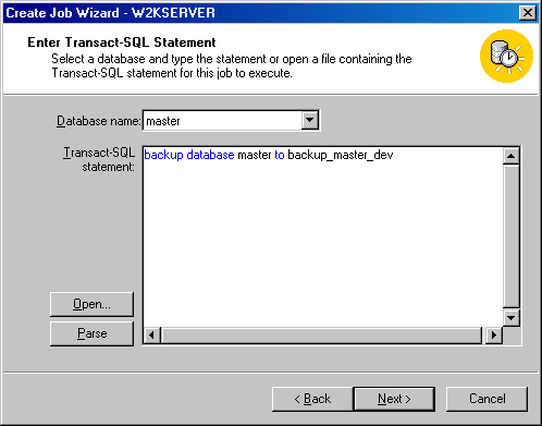 Окно Enter Transact-SQL Statement (Ввод оператора T-SQL)