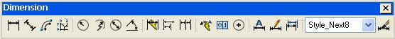 Панель инструментов Dimension