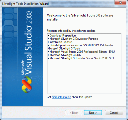 Установка Microsoft  Silverlight  3 Tools