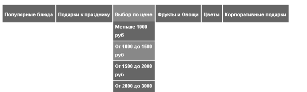 Меню с выпадающими списками ссылок в действии