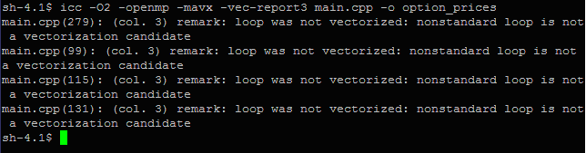 Отчет компилятора о векторизации
