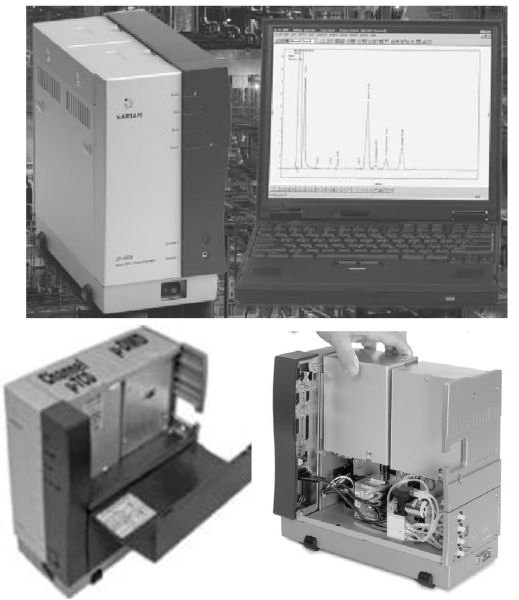 Портативный газовый хроматограф Varian CP-4900 Micro GC: вверху – в собранном виде; внизу – в раскрытом