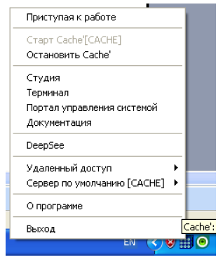  Меню Cache 