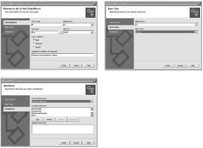 Диалог C# Class Wizard