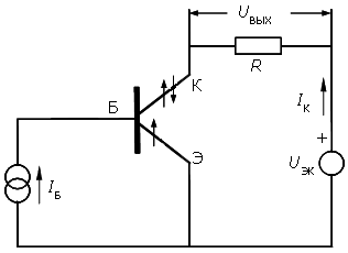Схема включения спин-транзистора с полупроводниковой базой в варианте "с общим эмиттером"