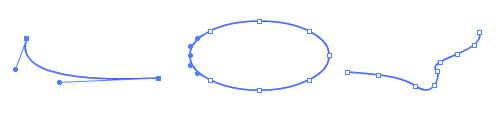 Примеры кривых, нарисованных в редакторе Flash MX, с опорными точками
