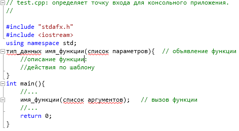 Описание пользовательской функции до функции main()