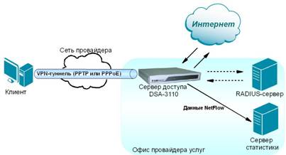 Схема применения DSA-3110 в сети оператора 